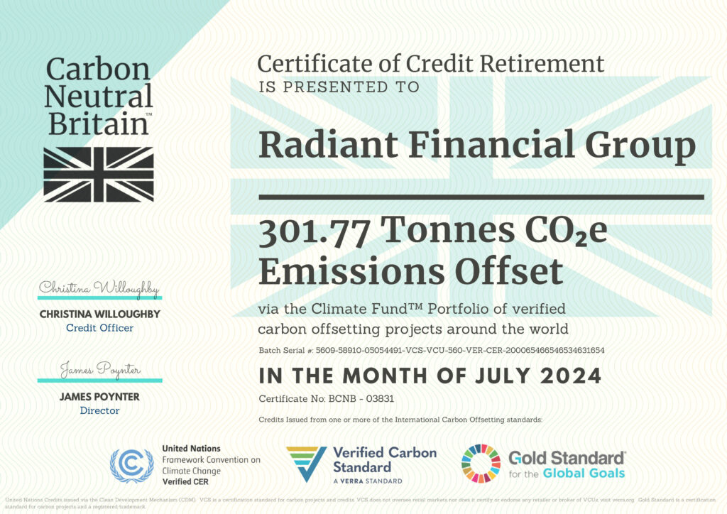 Carbon Offset Certification Radiant